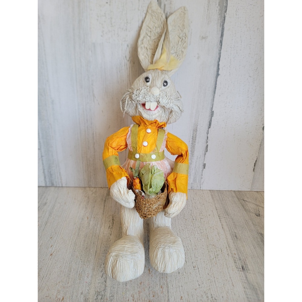 Rabbit paper vintage farmer carrot Easter spring home decor unique